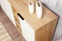 Hanah Home Consola Roble, Blanco. Fabricada 100% en tablero de partículas revestido de melamina con patas metálicas. Medidas: 142x83x35.6 cm.